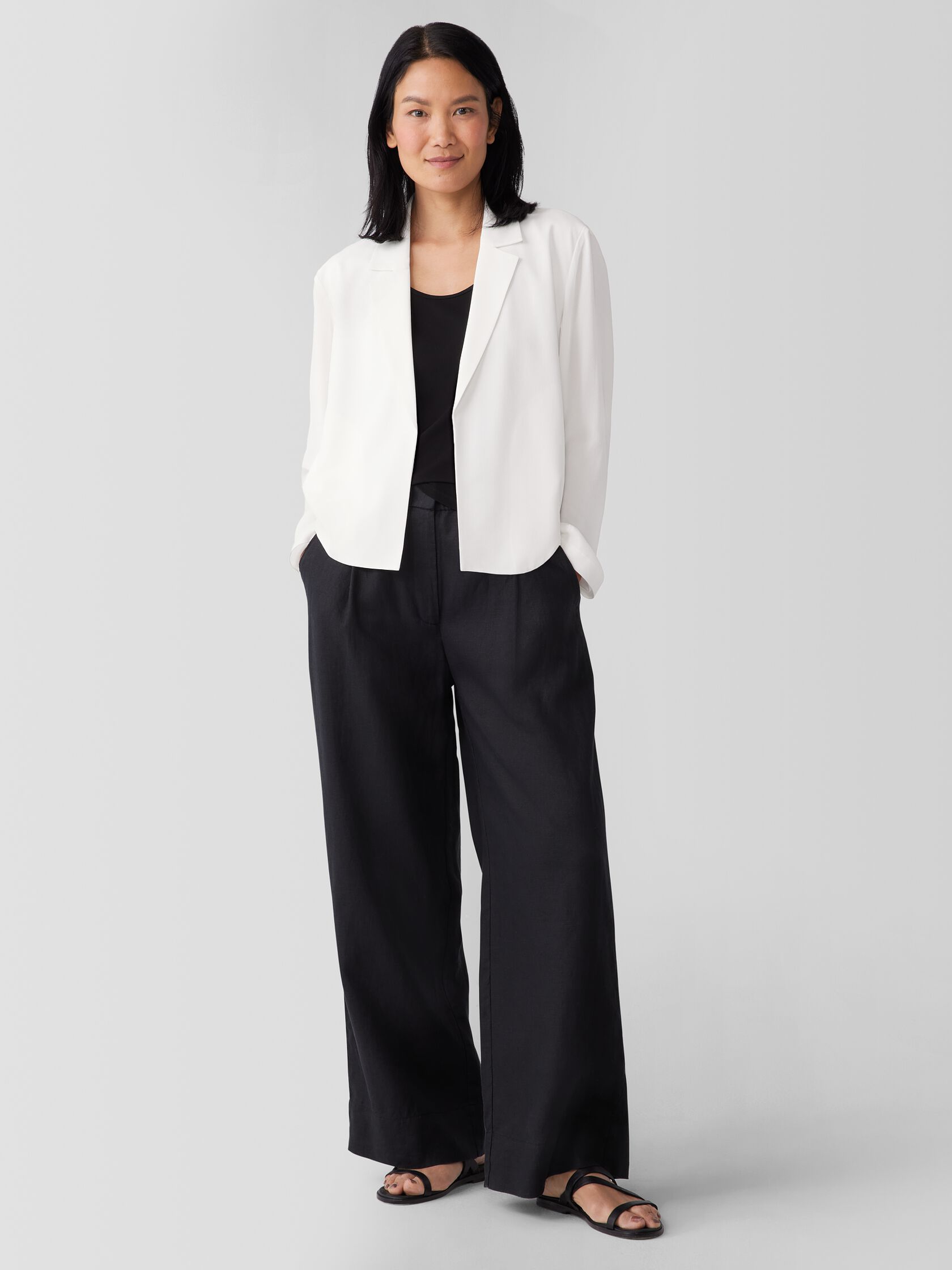 Silk Georgette Crepe Cropped Blazer