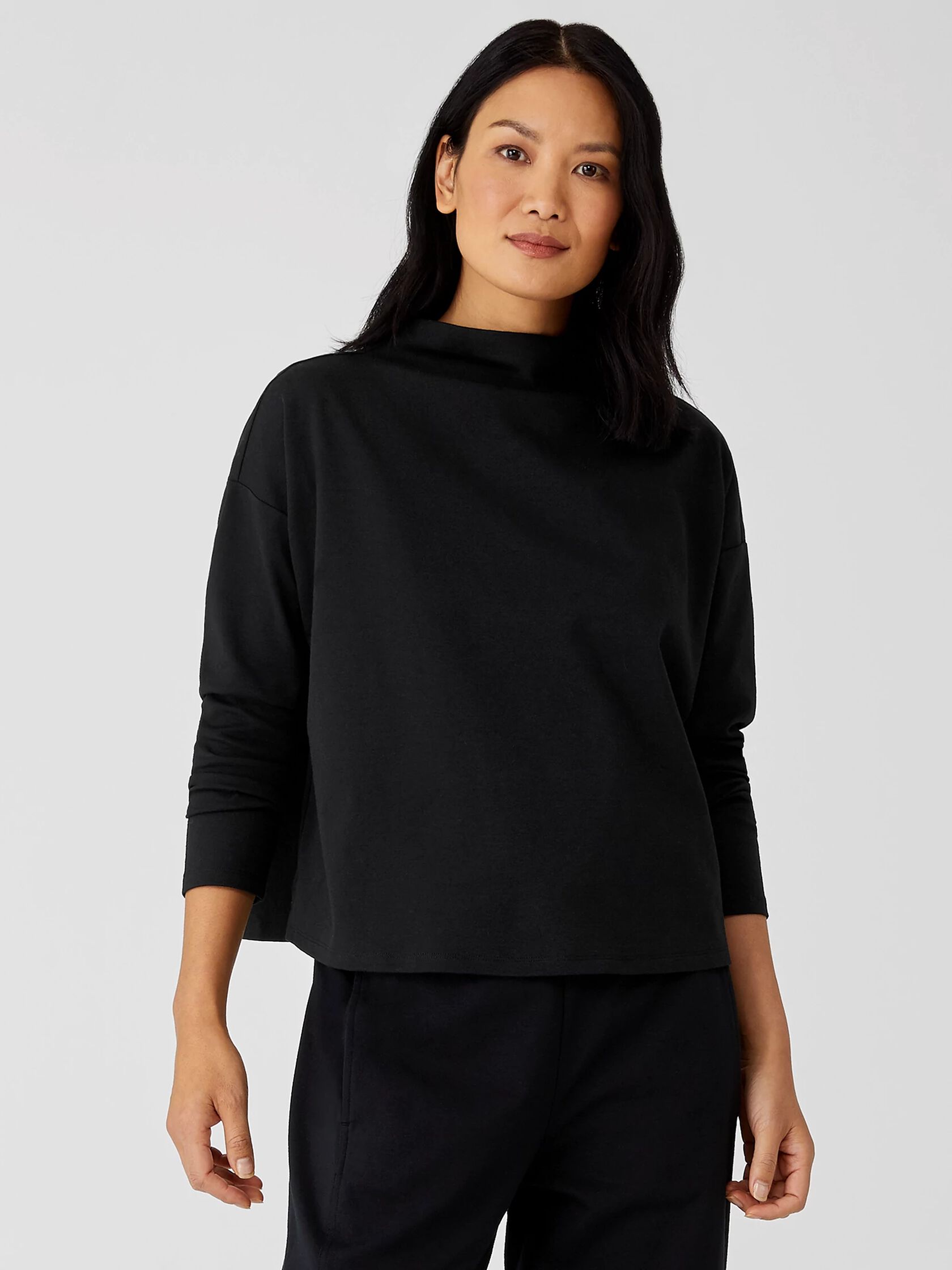 Organic Cotton Ponte Funnel Neck Top
