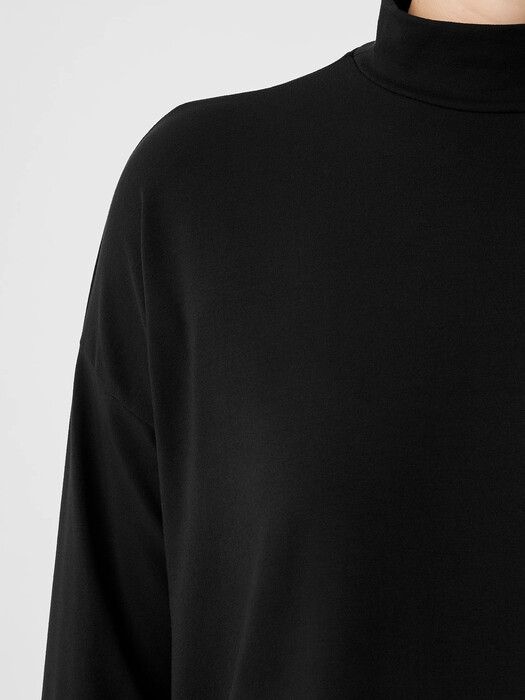 Stretch Jersey Knit Mock Neck Top