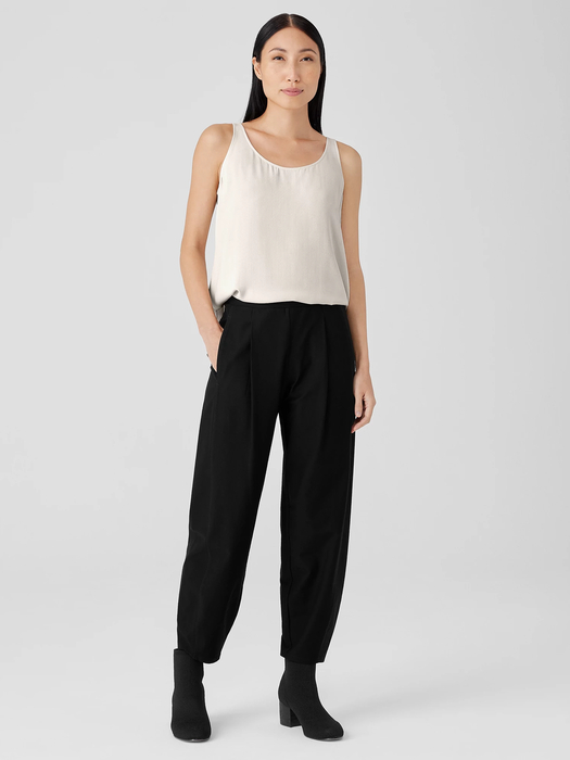 Washable Stretch Crepe Pleated Lantern Pant