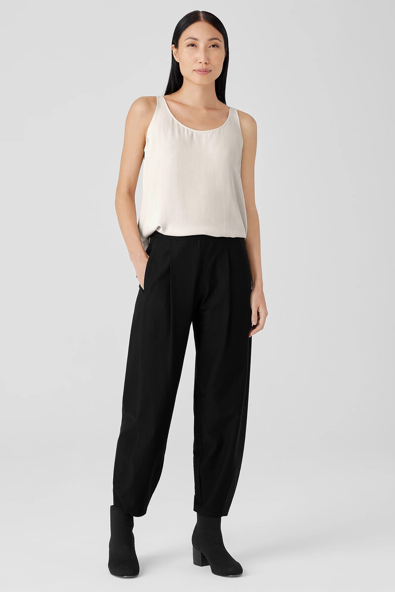 Washable Stretch Crepe Pleated Lantern Pant Washable Stretch Crepe Pleated Lantern Pant