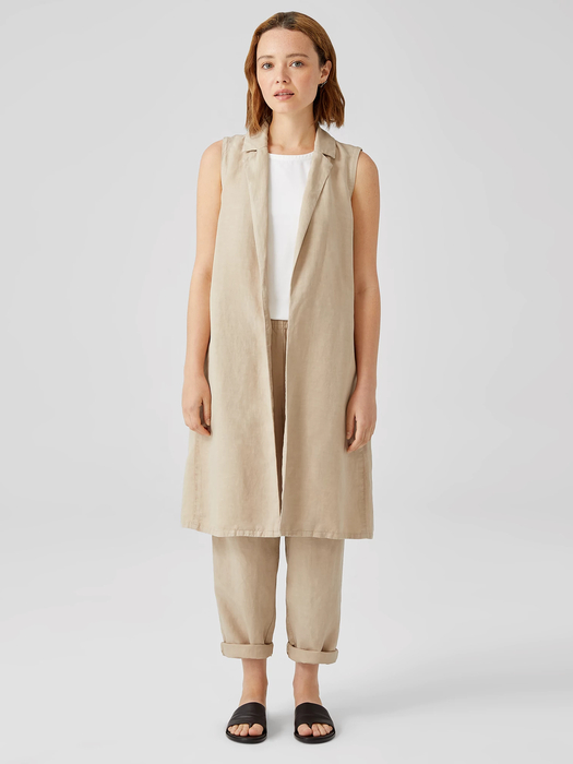 Linen Blend Long Vest