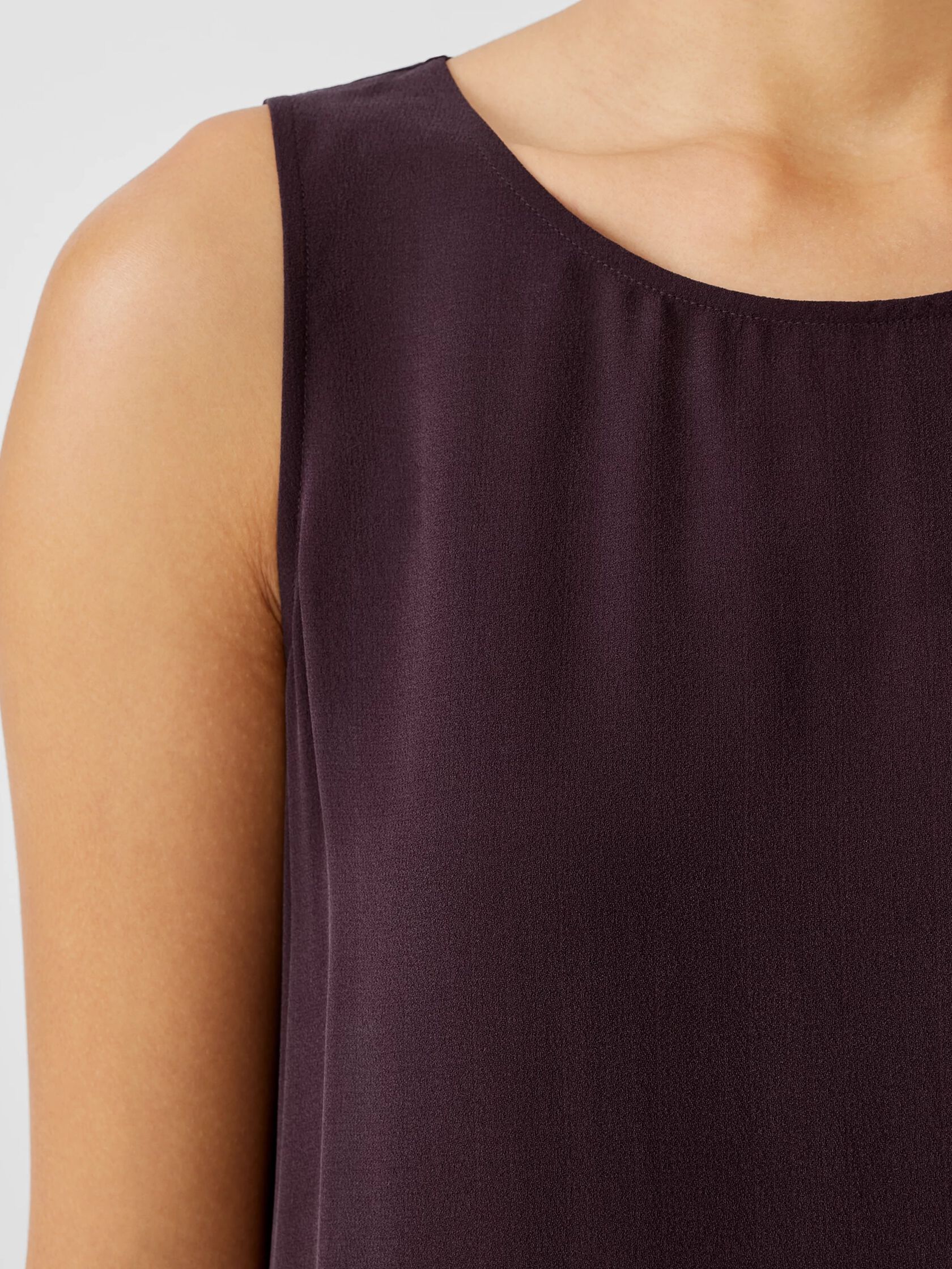 Silk Georgette Crepe Ballet Neck Tank