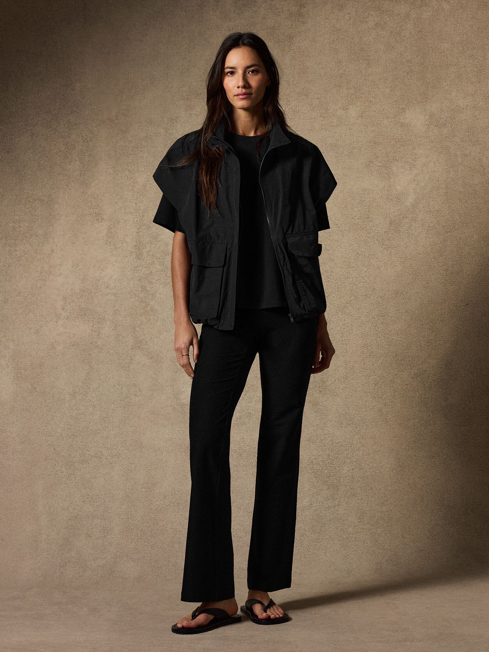 Light Cotton Nylon High Collar Vest