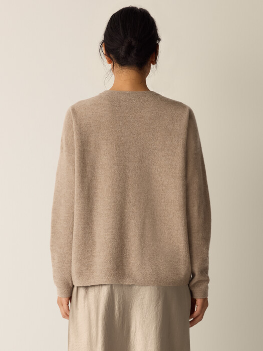 Fine Felted Wool Crew Neck Top in Regenerative Wool
