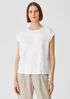 Organic Linen Jersey Shirred-Back Top