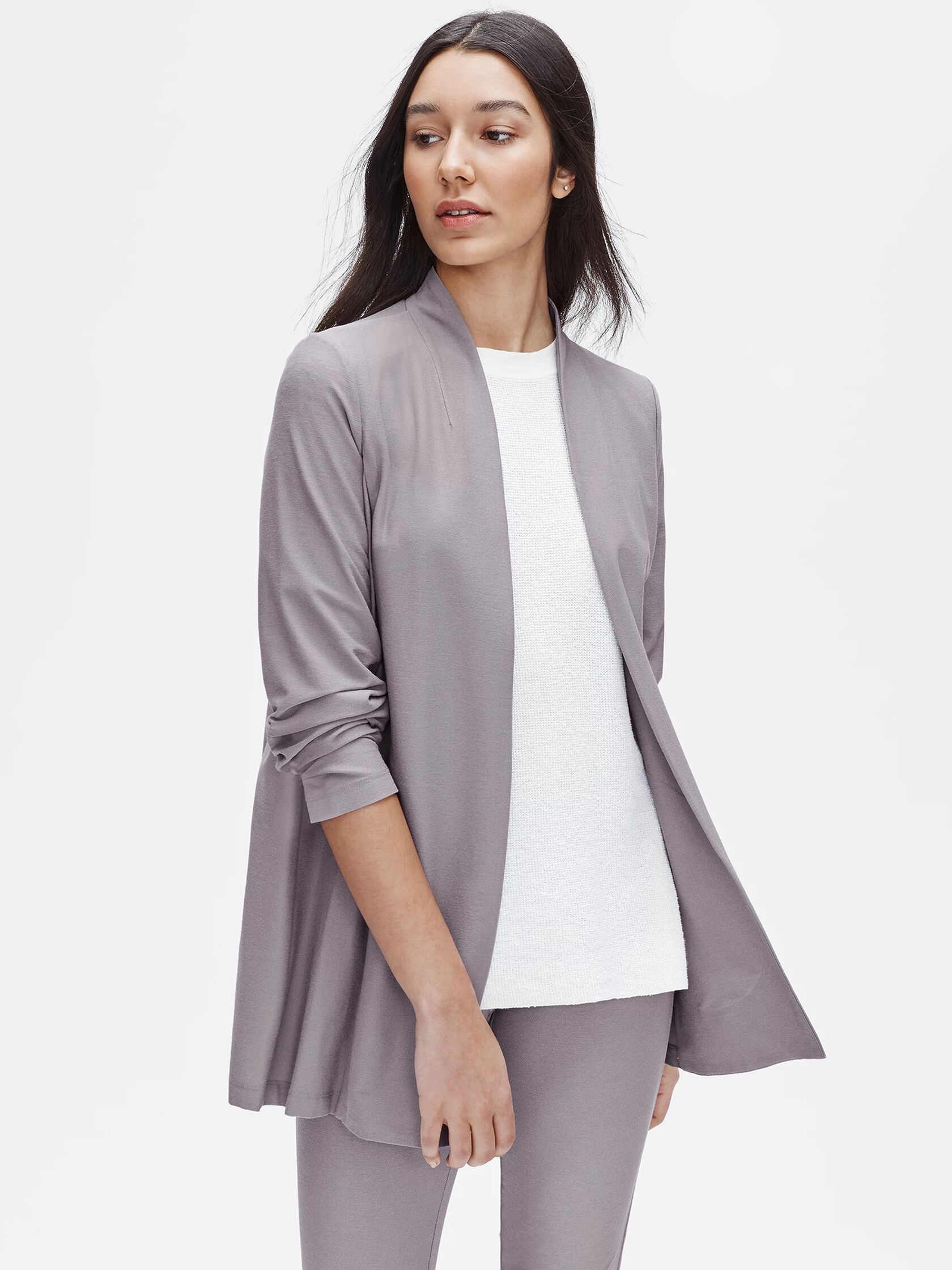 Lightweight Washable Stretch Crepe Long Jacket