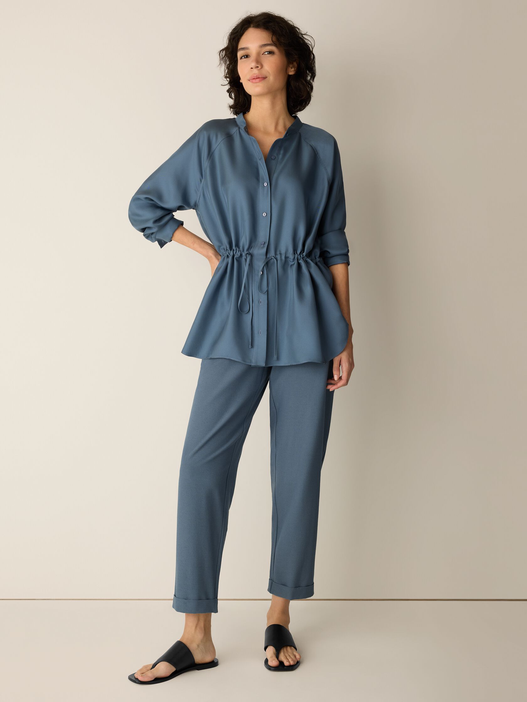 Washable Stretch Crepe Cuffed Pant