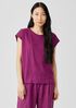 Organic Linen Jersey Shirred-Back Top