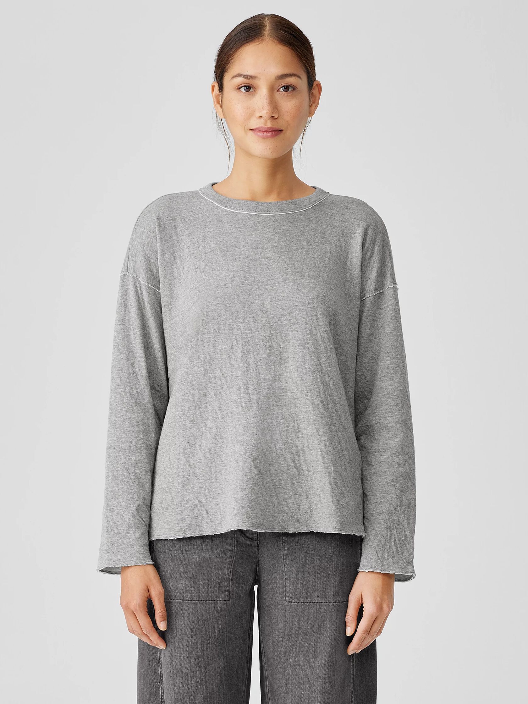 Double Layer Organic Cotton Crew Neck Top
