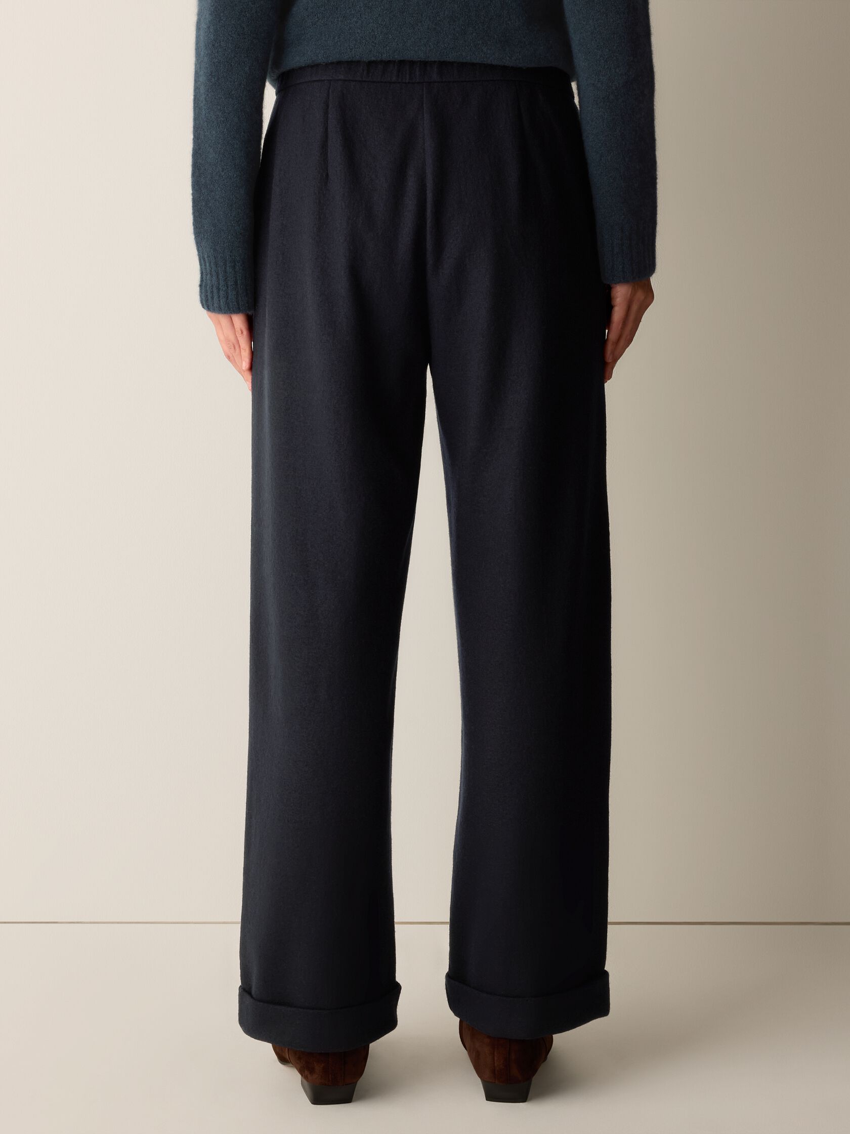 Felted Wool Jersey Straight Cuffed Pant in Regenerative Wool