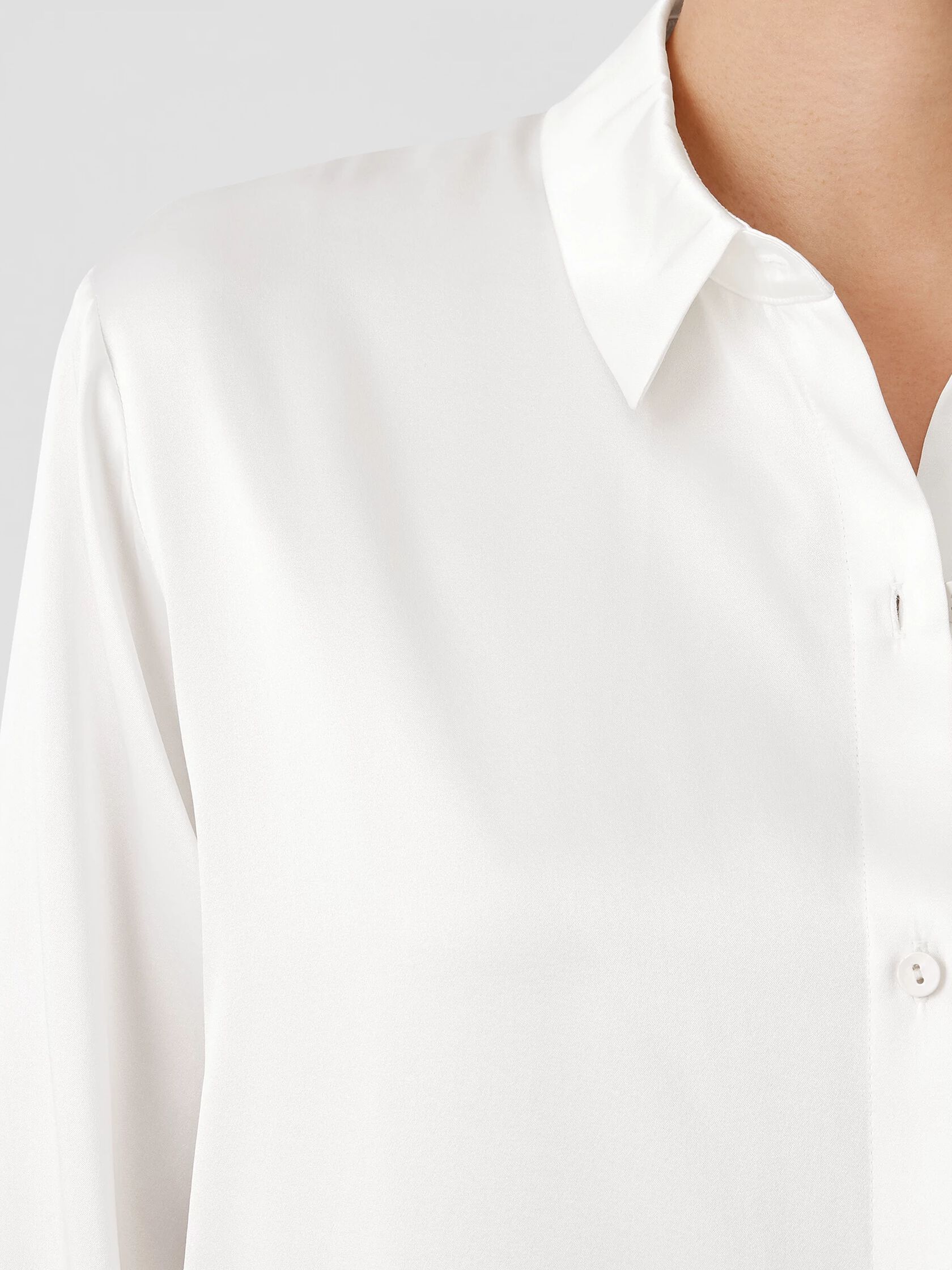 Stretch Silk Charmeuse Classic Collar Shirt
