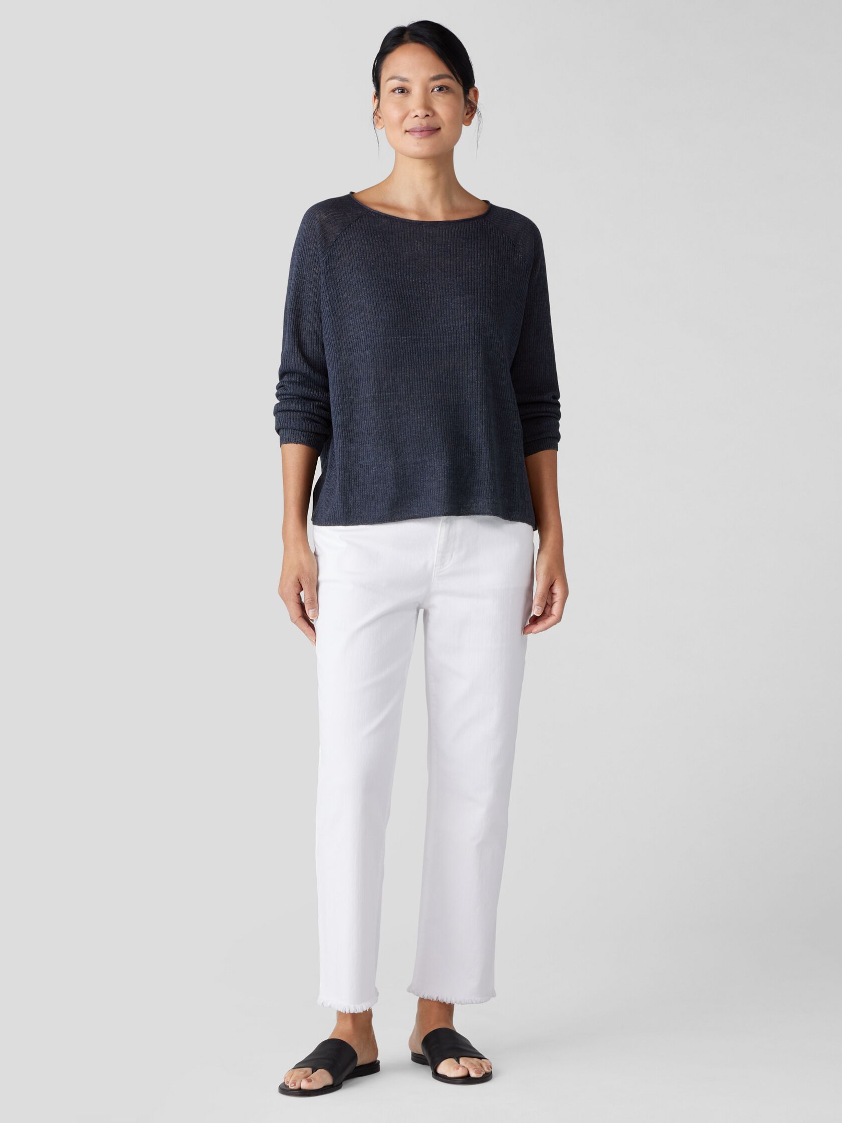 Organic Linen Délavé Bateau Neck Top