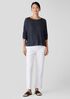 Organic Linen Délavé Bateau Neck Top