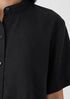Organic Handkerchief Linen Band Collar Short-Sleeve Shirt