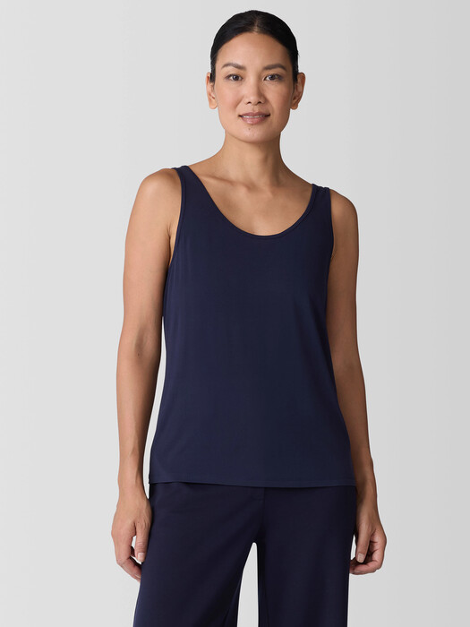 Stretch Silk Jersey Scoop Neck Tank