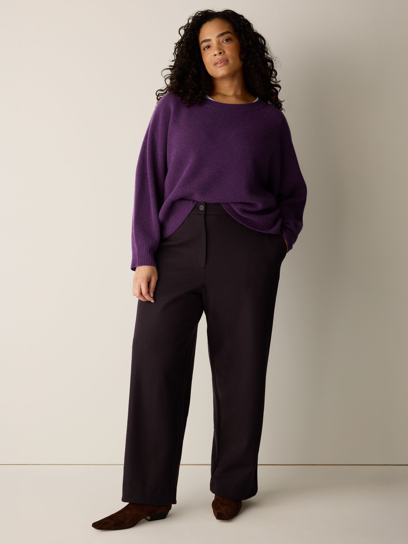 Felted Wool Jersey Full-Length Straight Trouser in Regenerative Wool