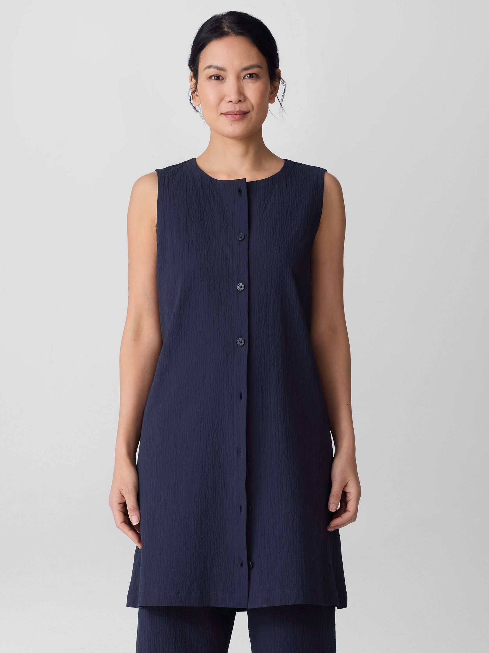 Organic Cotton Pucker Long Vest