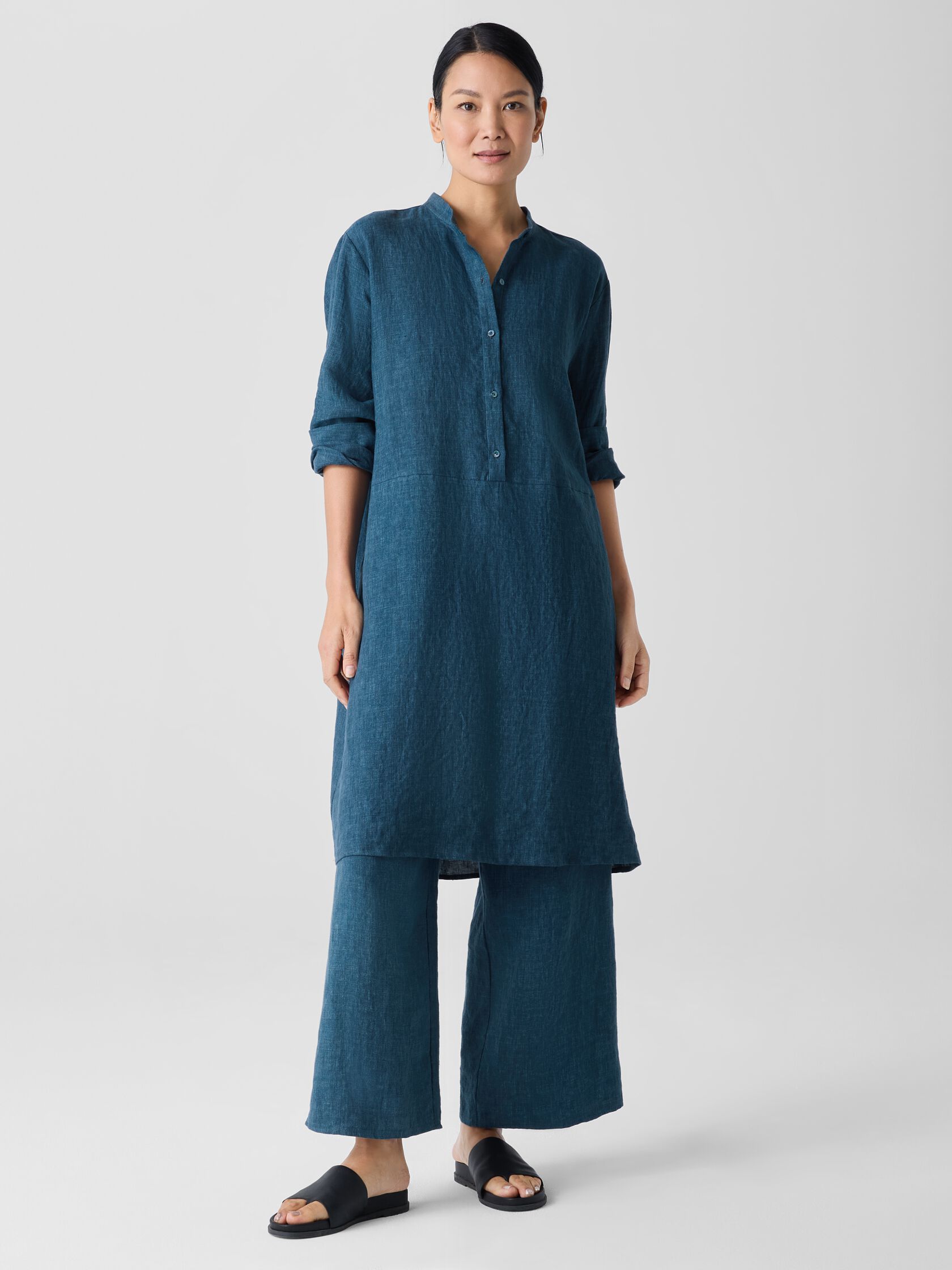 Washed Organic Linen D&eacute;lav&eacute; Shirtdress