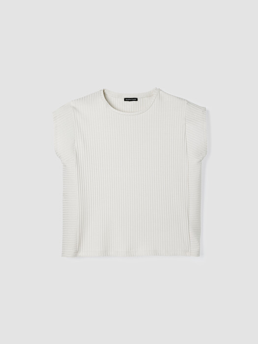 Textured Stretch Rib Round Neck Top