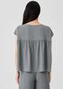Silk Georgette Crepe Shirred-Back Top