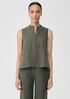 Puckered Organic Linen Sleeveless Shirt