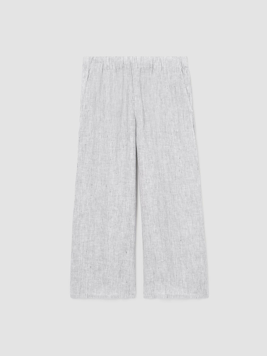 Striped Organic Linen Crinkle Wide-Leg Pant