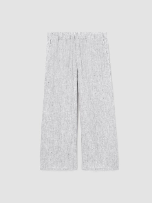 Striped Organic Linen Crinkle Wide-Leg Pant