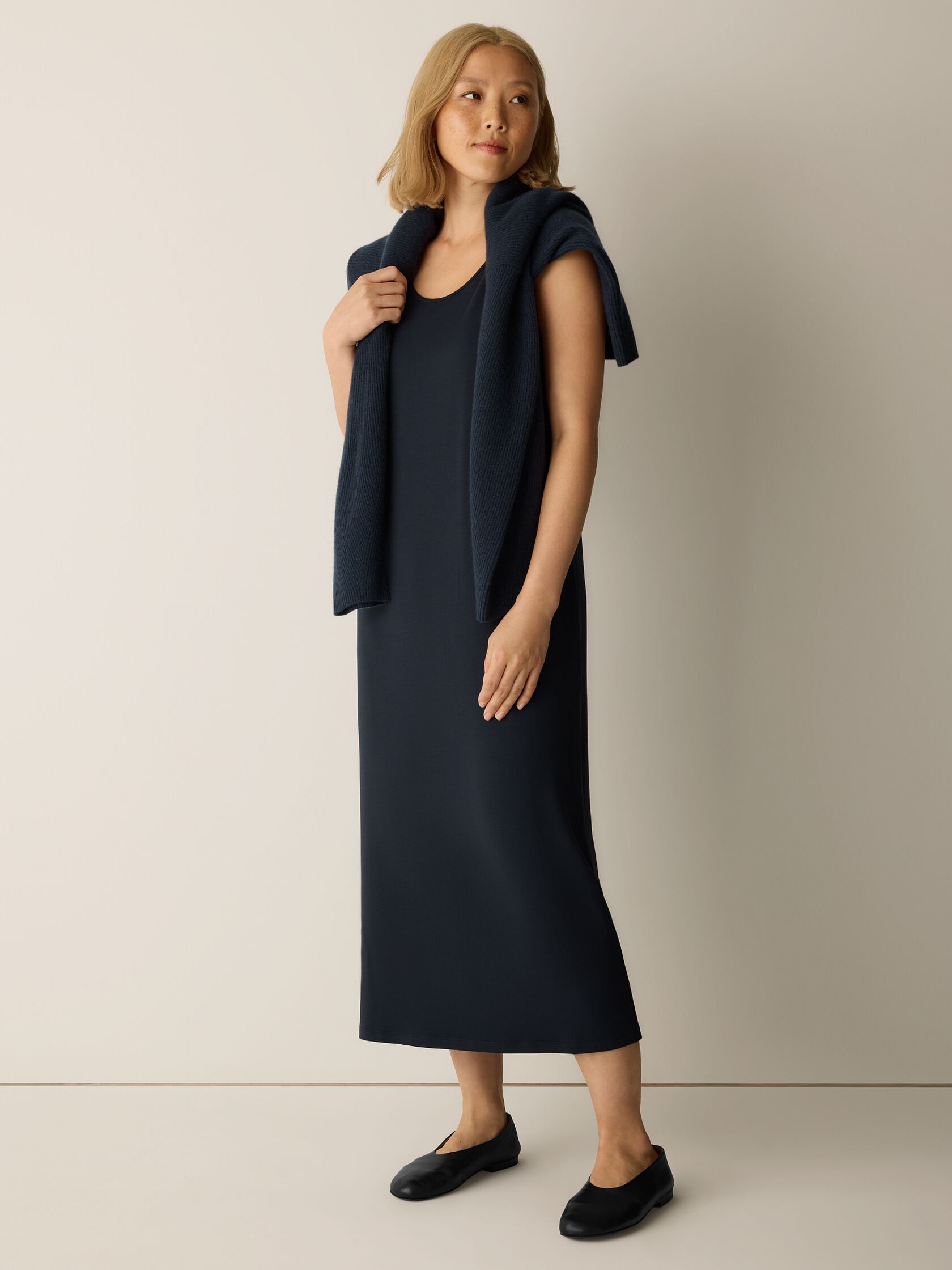 Stretch Jersey Knit Scoop Neck Dress