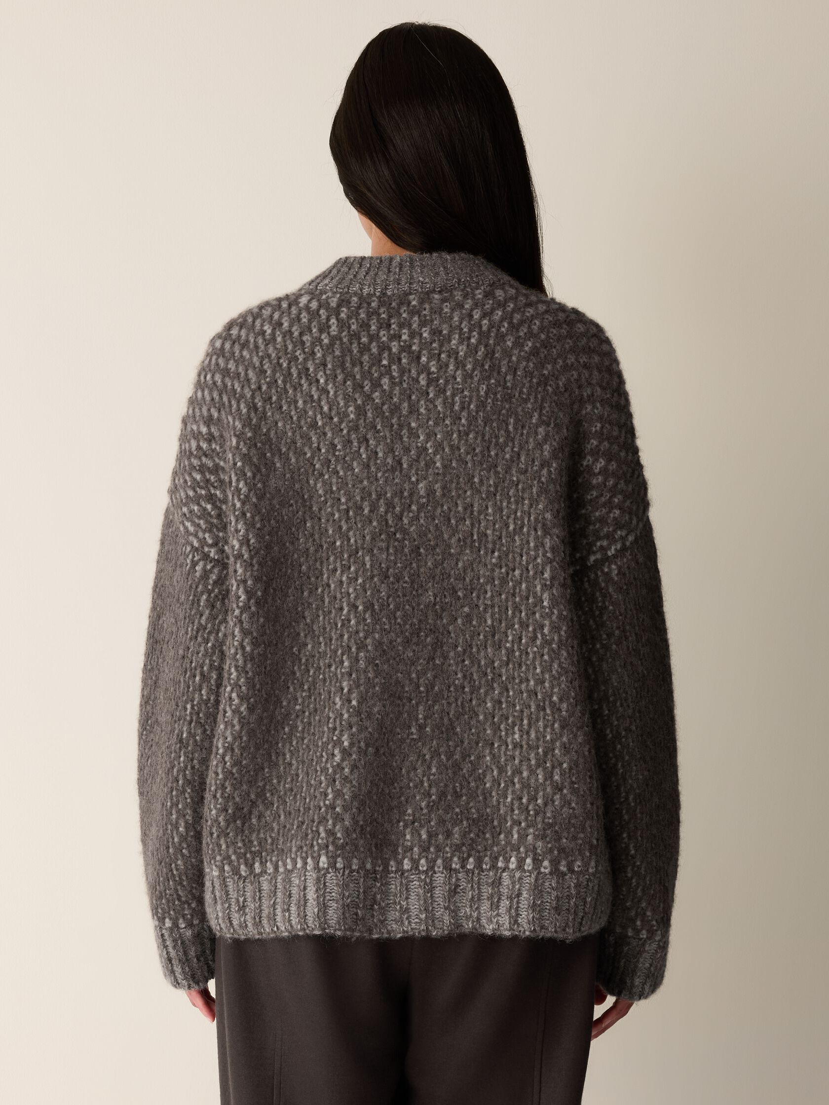 Brushed Alpaca Wool Blend High Collar Cardigan