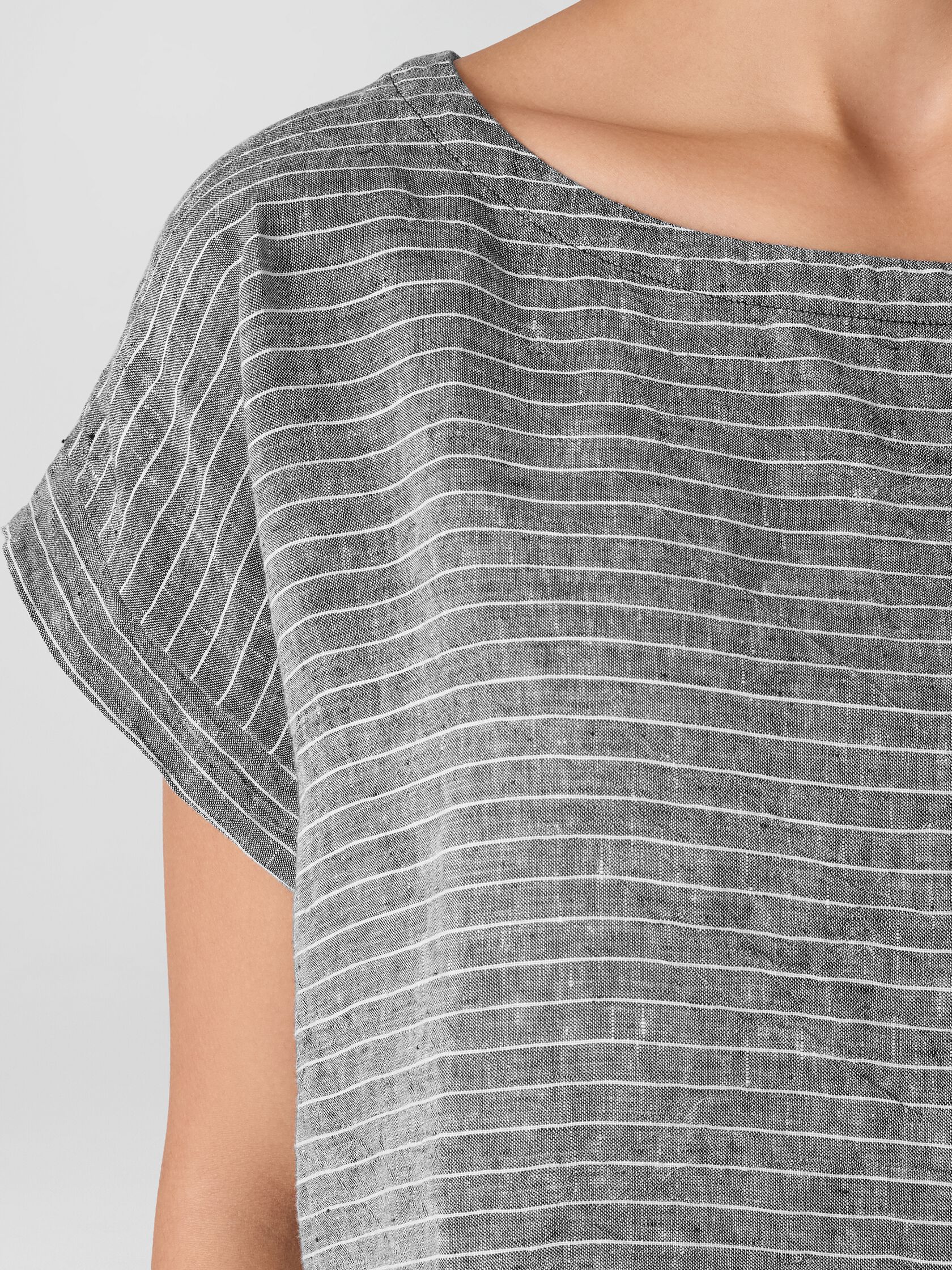 Puckered Organic Linen Ballet Neck Top