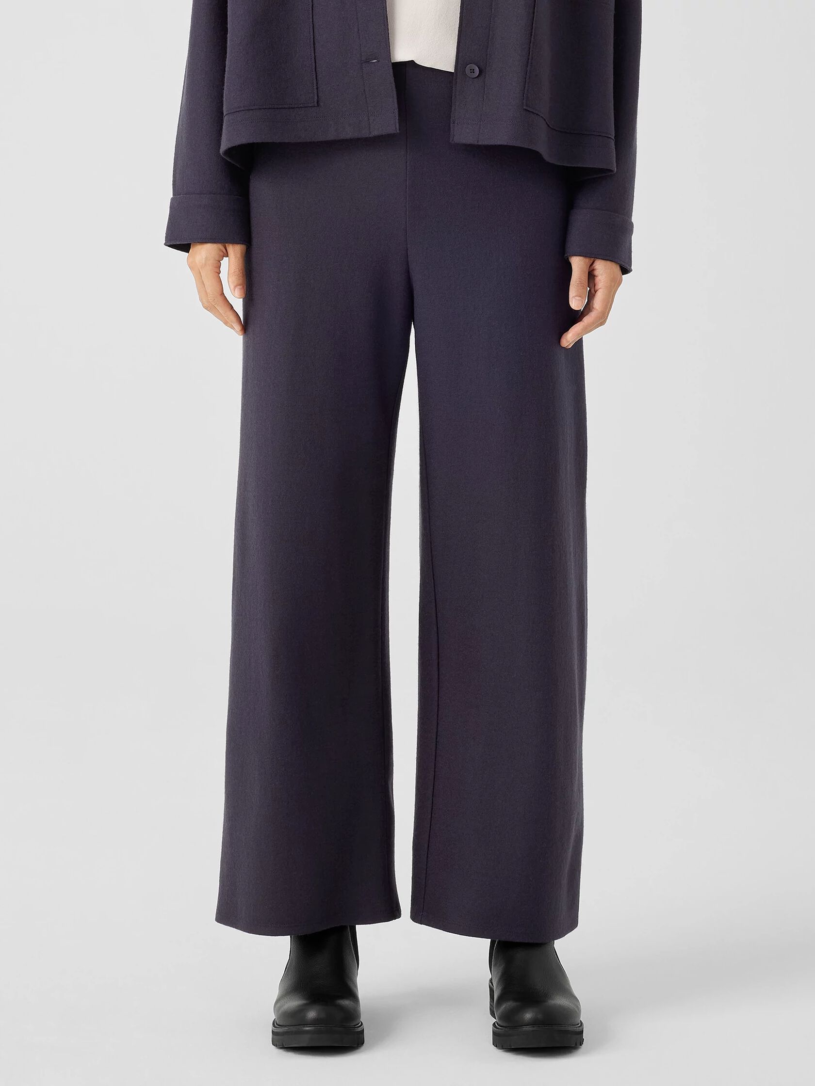 Boiled Wool Jersey Wide-Leg Pant