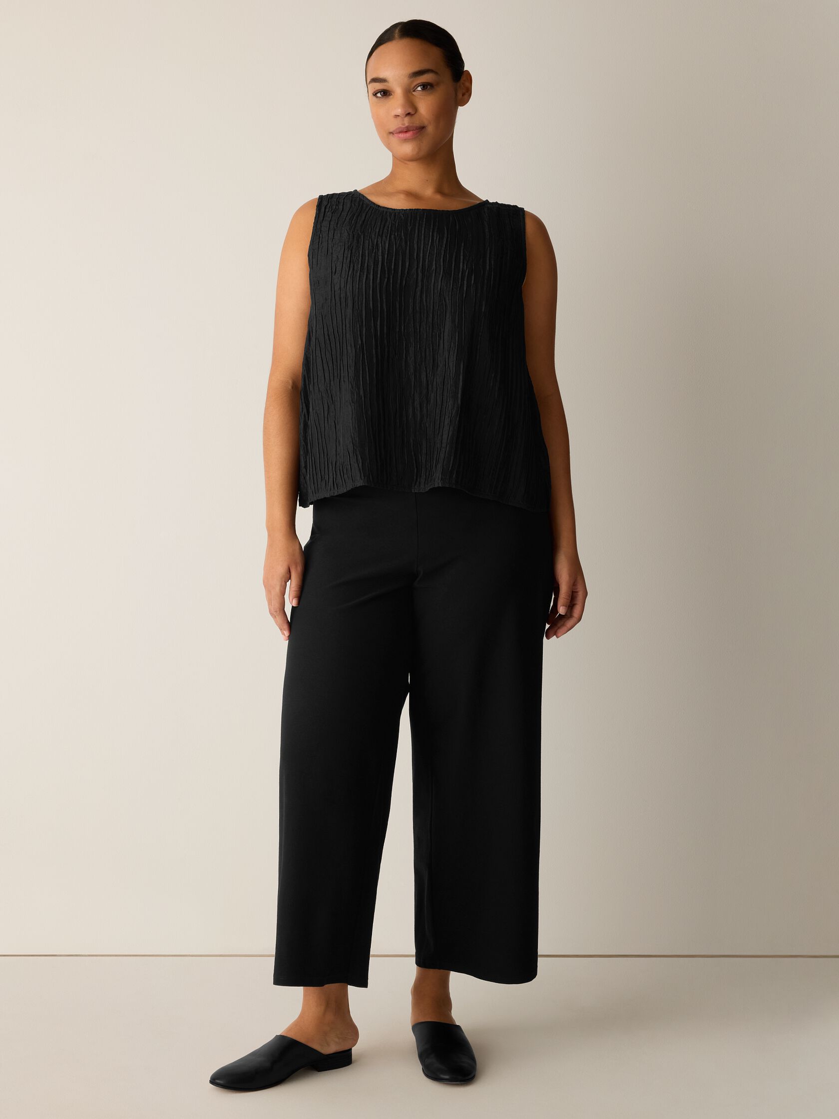 Washable Stretch Crepe Wide-Leg Pant