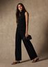 Washable Stretch Crepe Pintuck Wide Pant