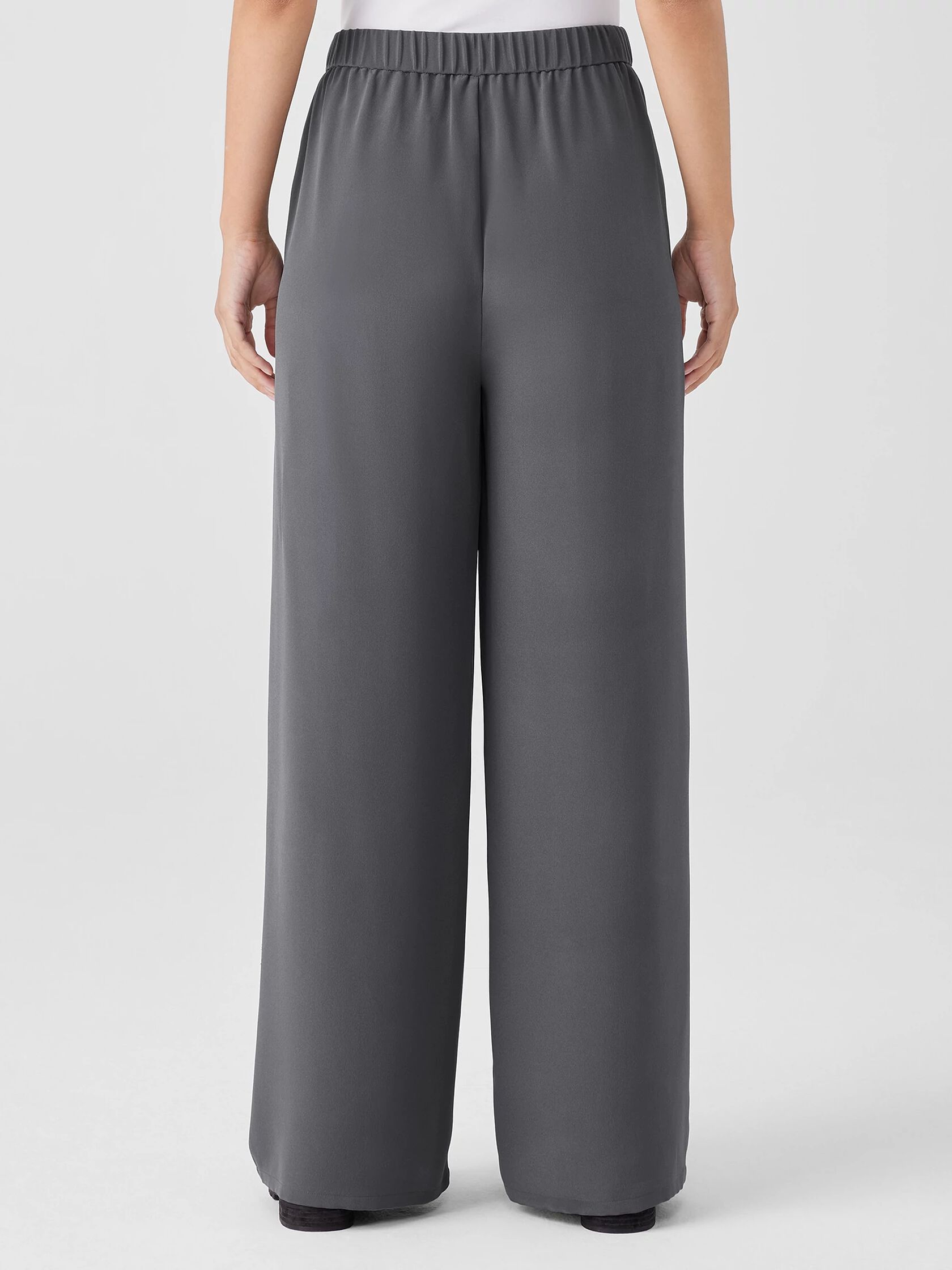 Silk Double Crepe Wide-Leg Pant