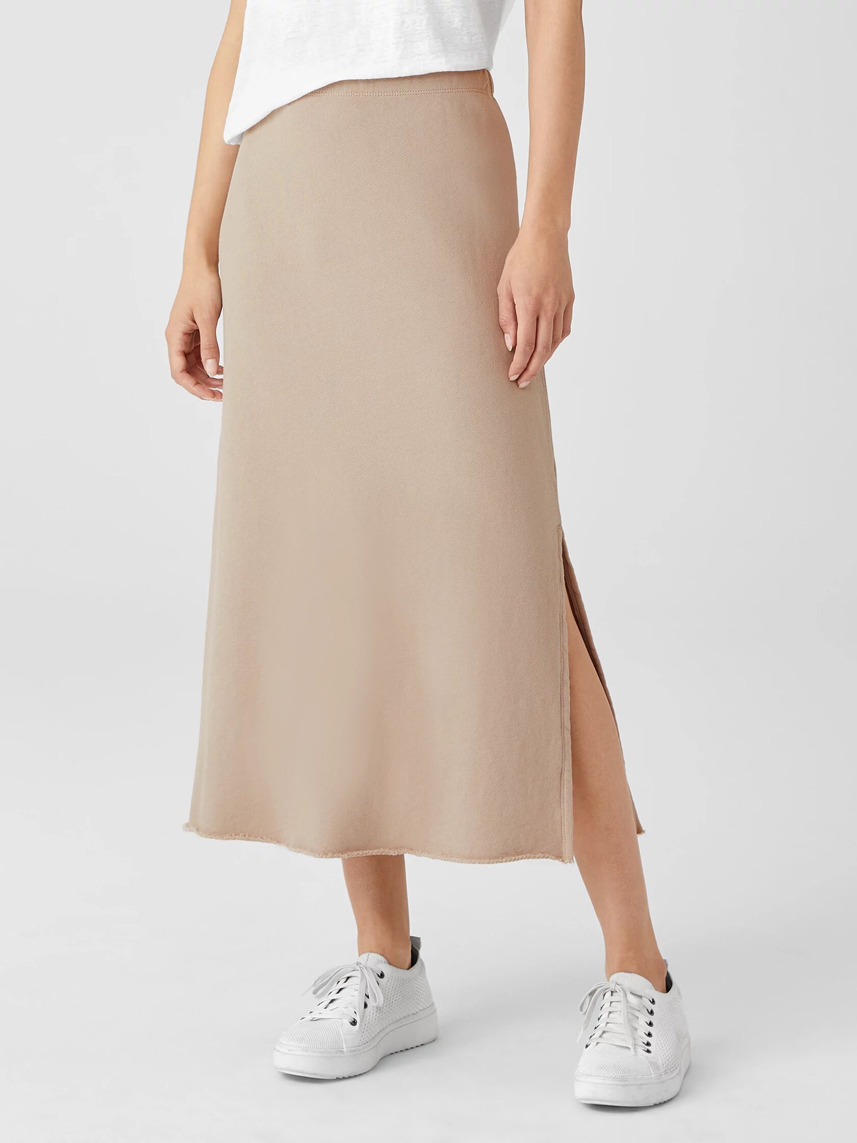 Lightweight Organic Cotton Terry A-Line Skirt