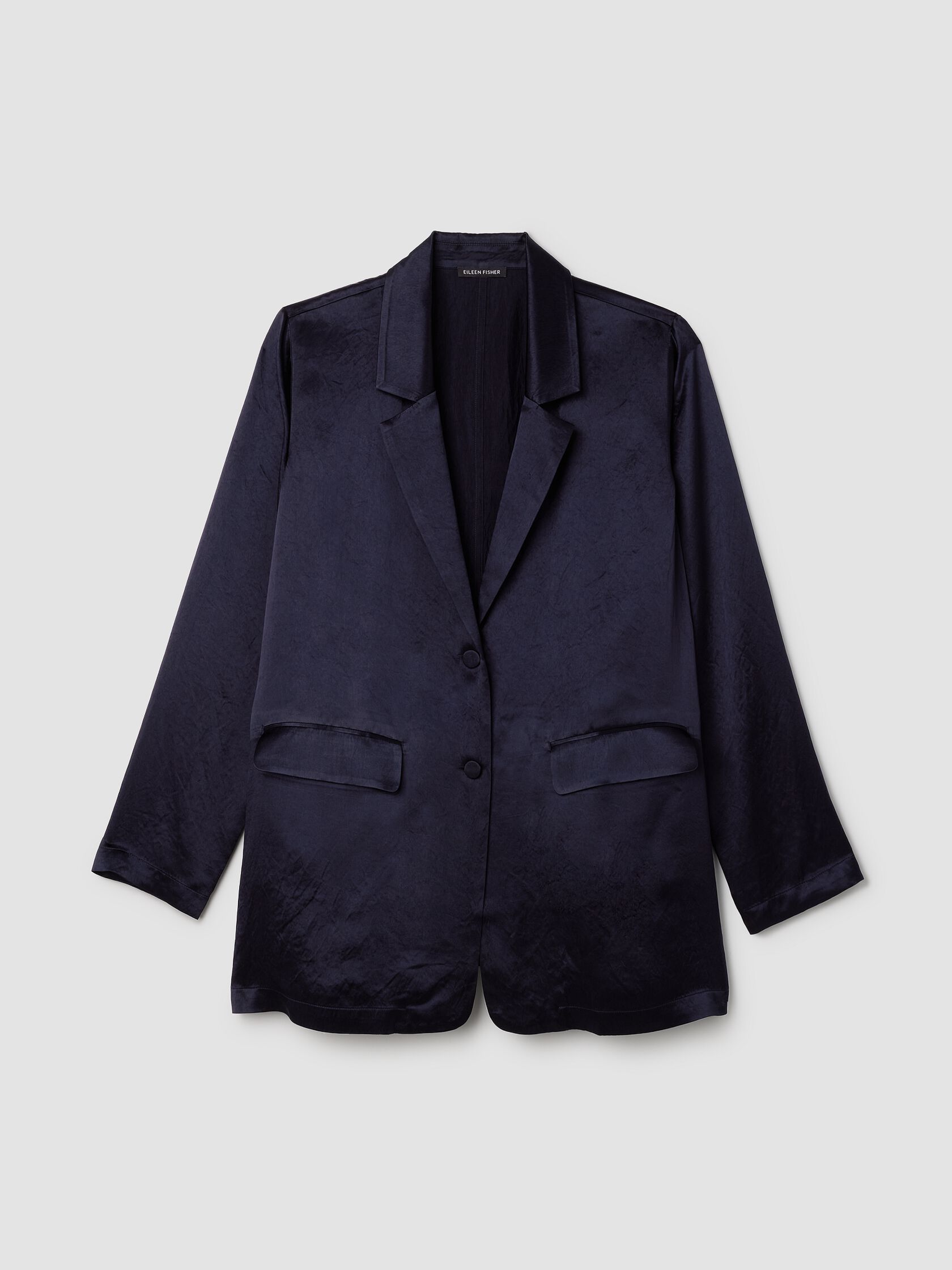 Textured Satin Long Blazer