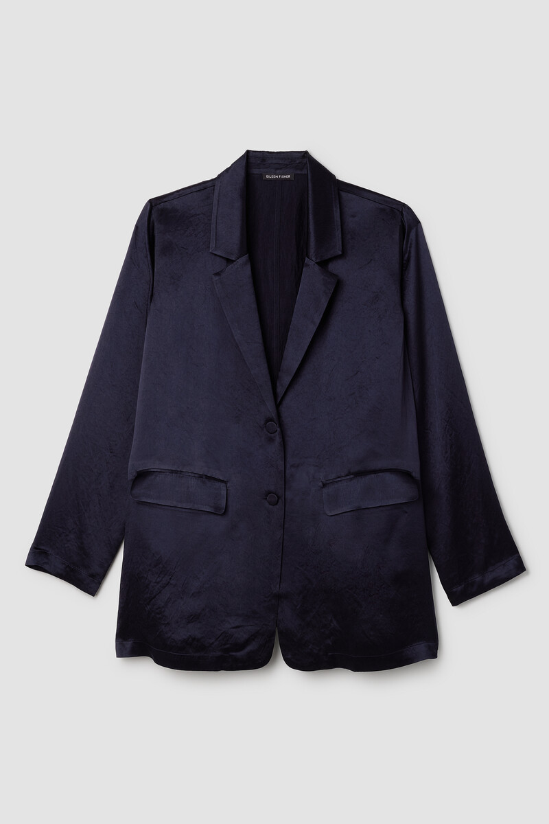 Textured Satin Long Blazer Textured Satin Long Blazer