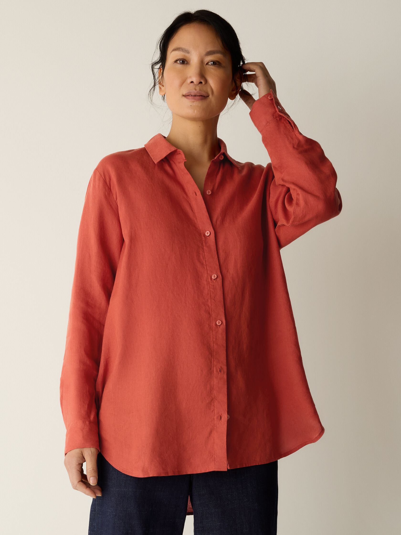 Organic Handkerchief Linen Classic Collar Shirt