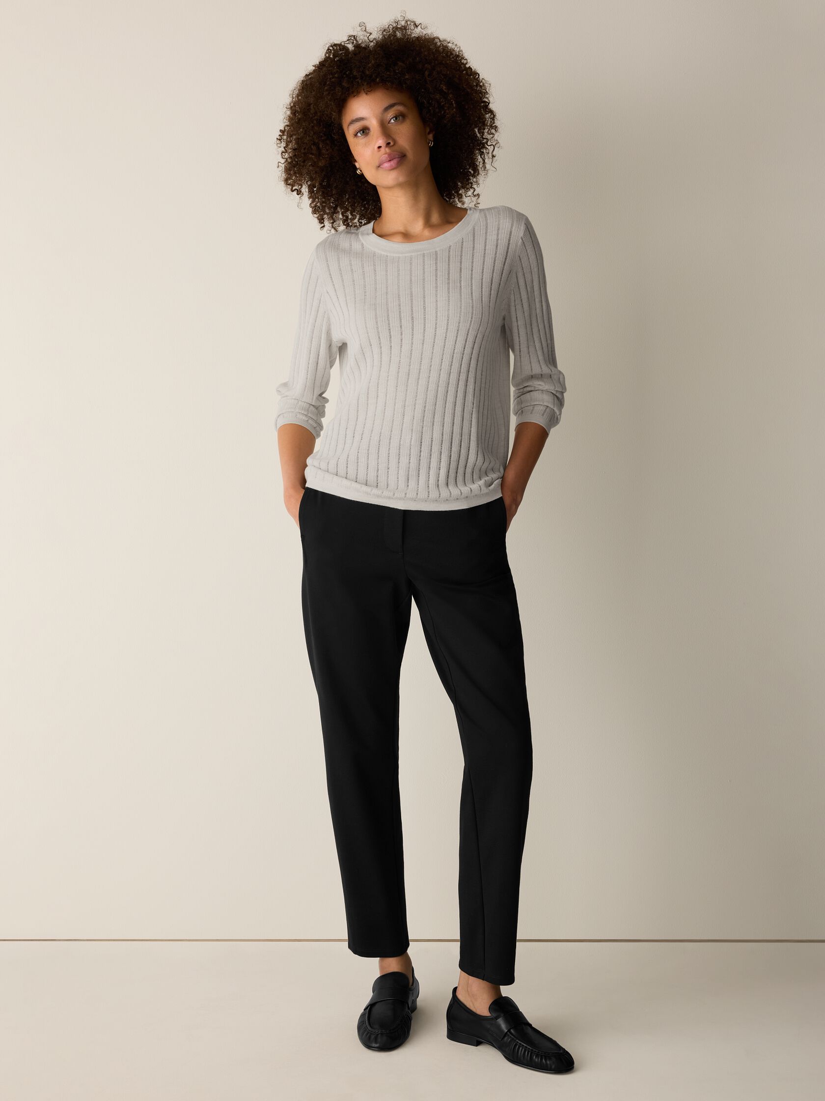 Superfine Merino Crew Neck Top in Regenerative Wool