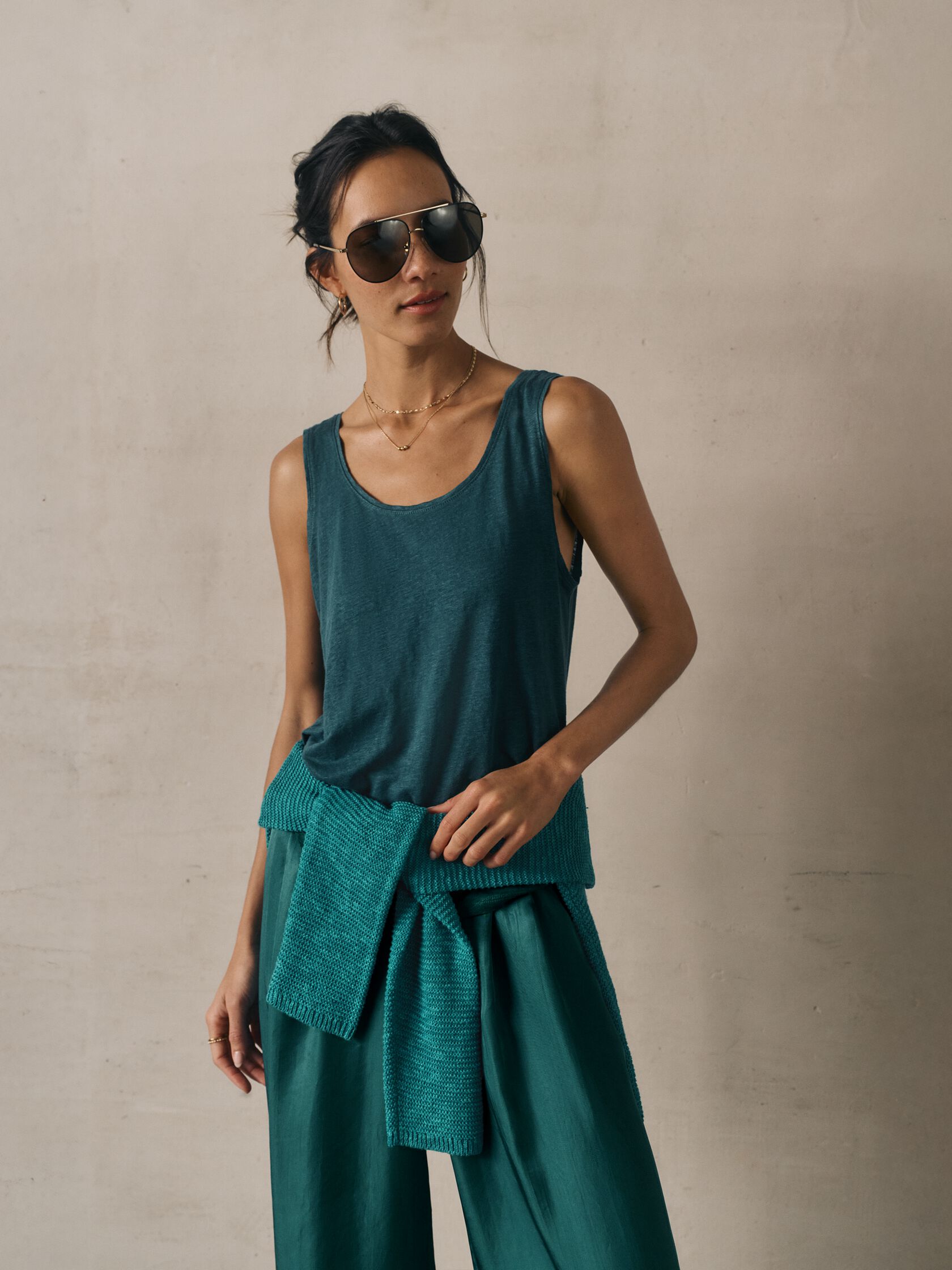 Organic Linen Jersey Scoop Neck Tank