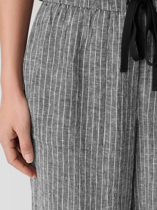 Puckered Organic Linen Wide-Leg Pant