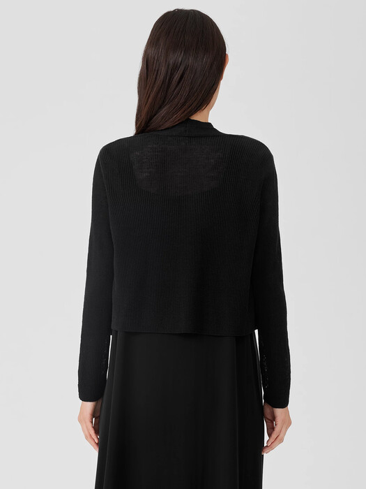 Organic Linen Cotton Airy Tuck Cropped Cardigan