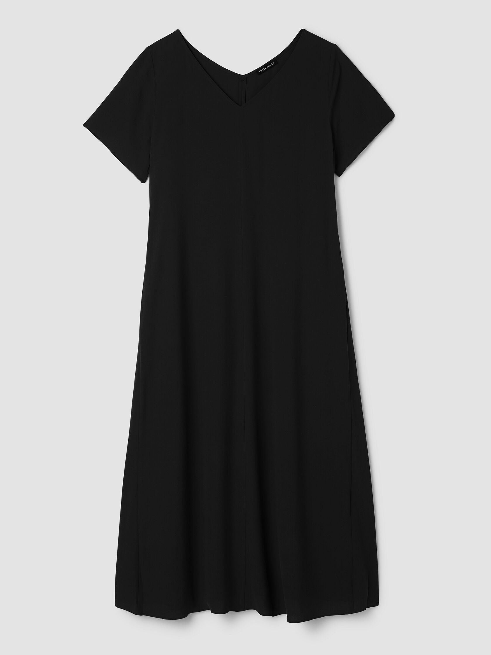 Silk Georgette Crepe V-Neck Dress