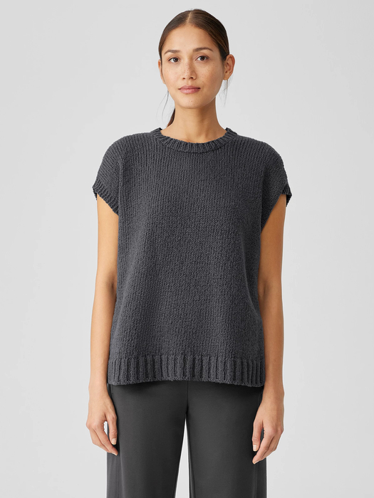 Peruvian Organic Cotton Crimp Crew Neck Top