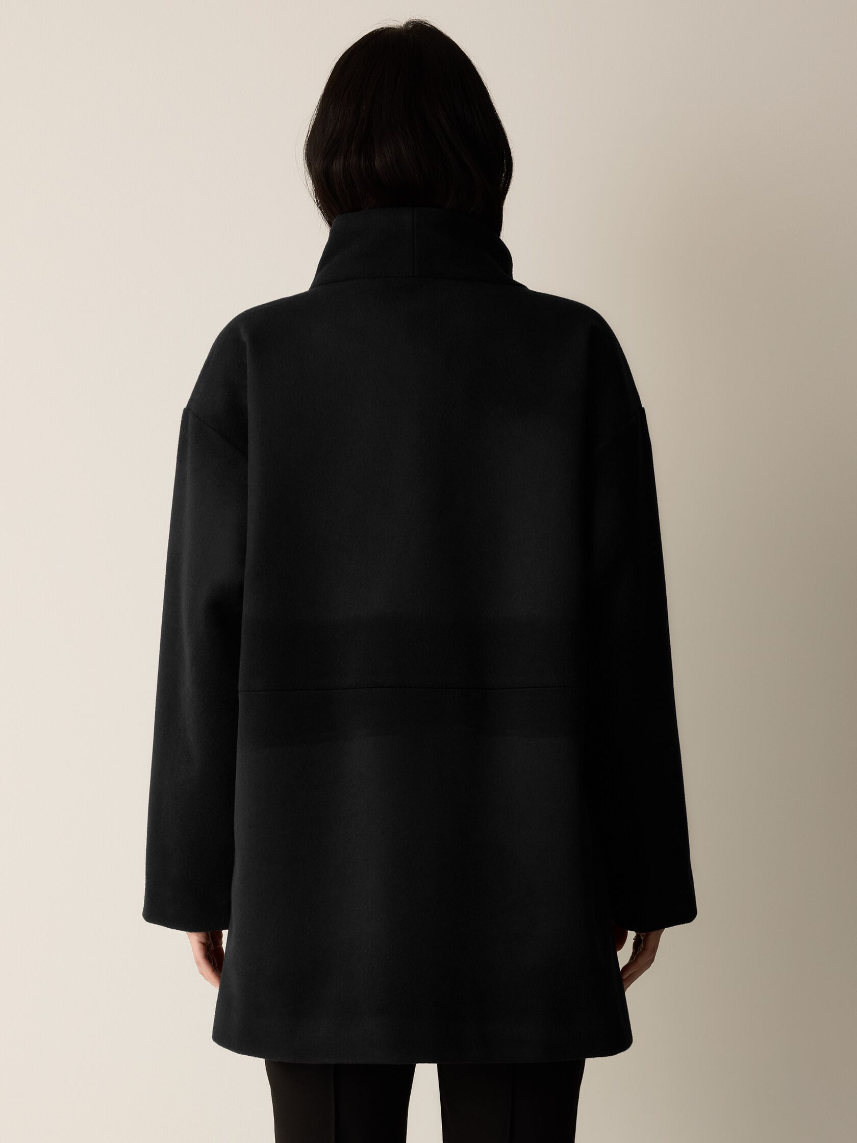 Soft Wool Melton High Collar Coat