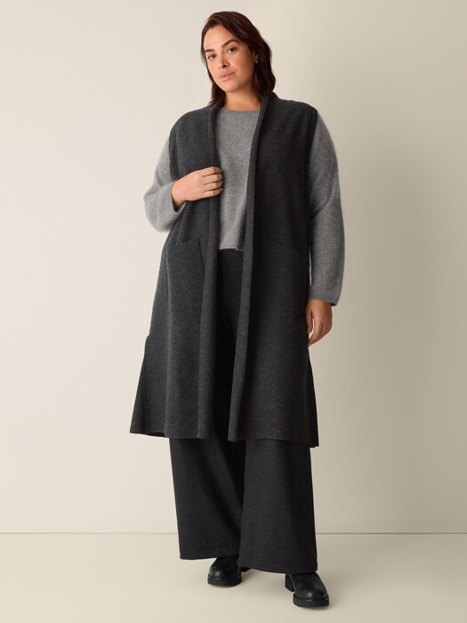 Lightweight Boiled Wool Shawl Collar Vest in Regenerative Wool