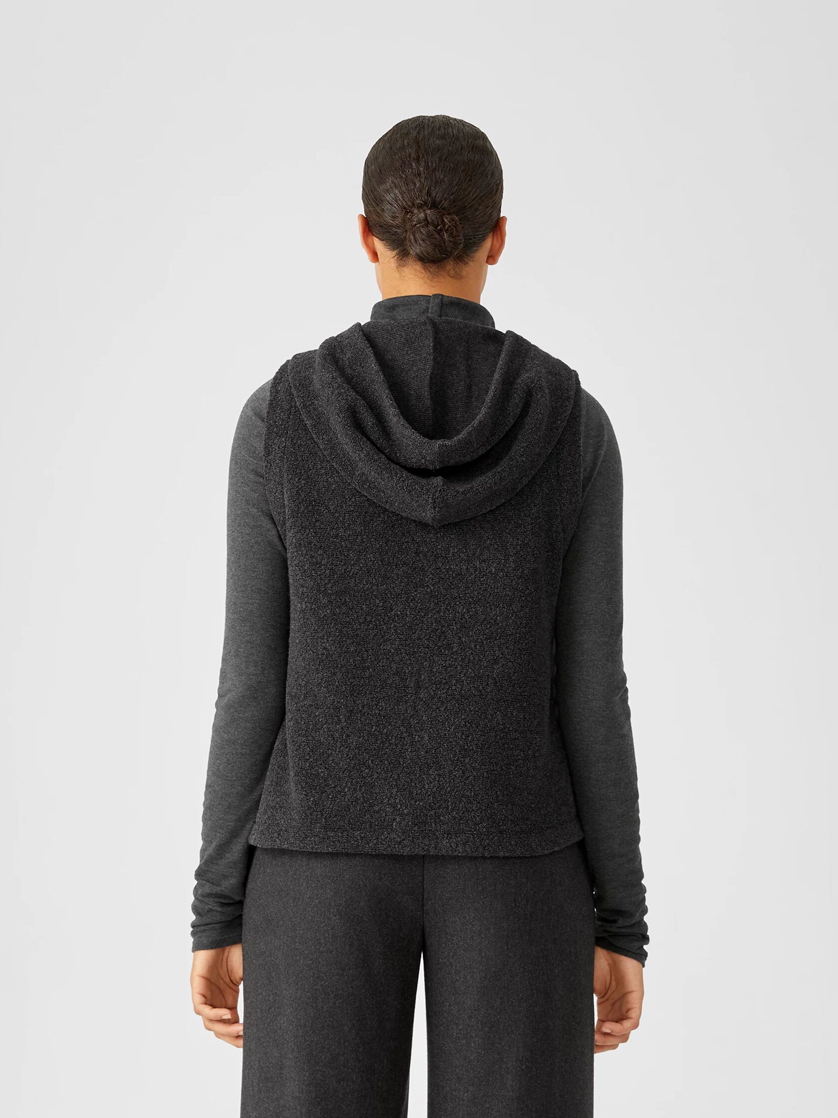 Boucle Wool Knit Hooded Vest