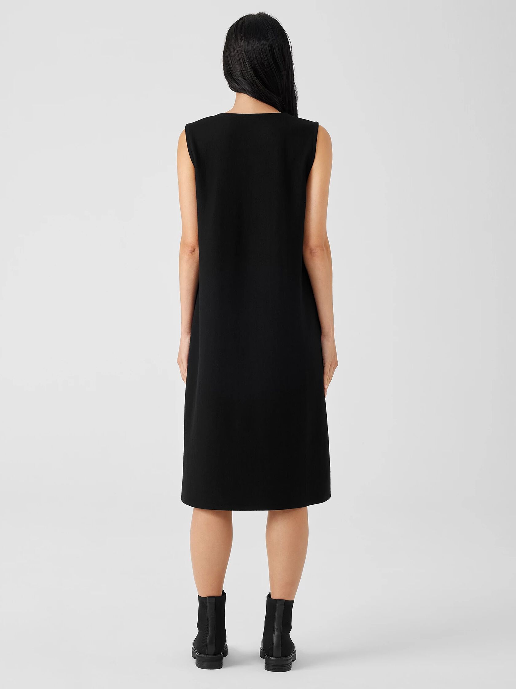 Boiled Wool Jersey V-Neck Dress