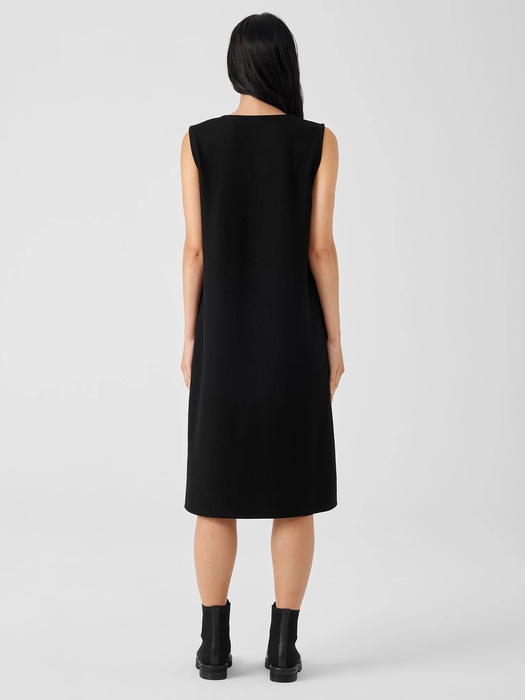 Boiled Wool Jersey V-Neck Dress